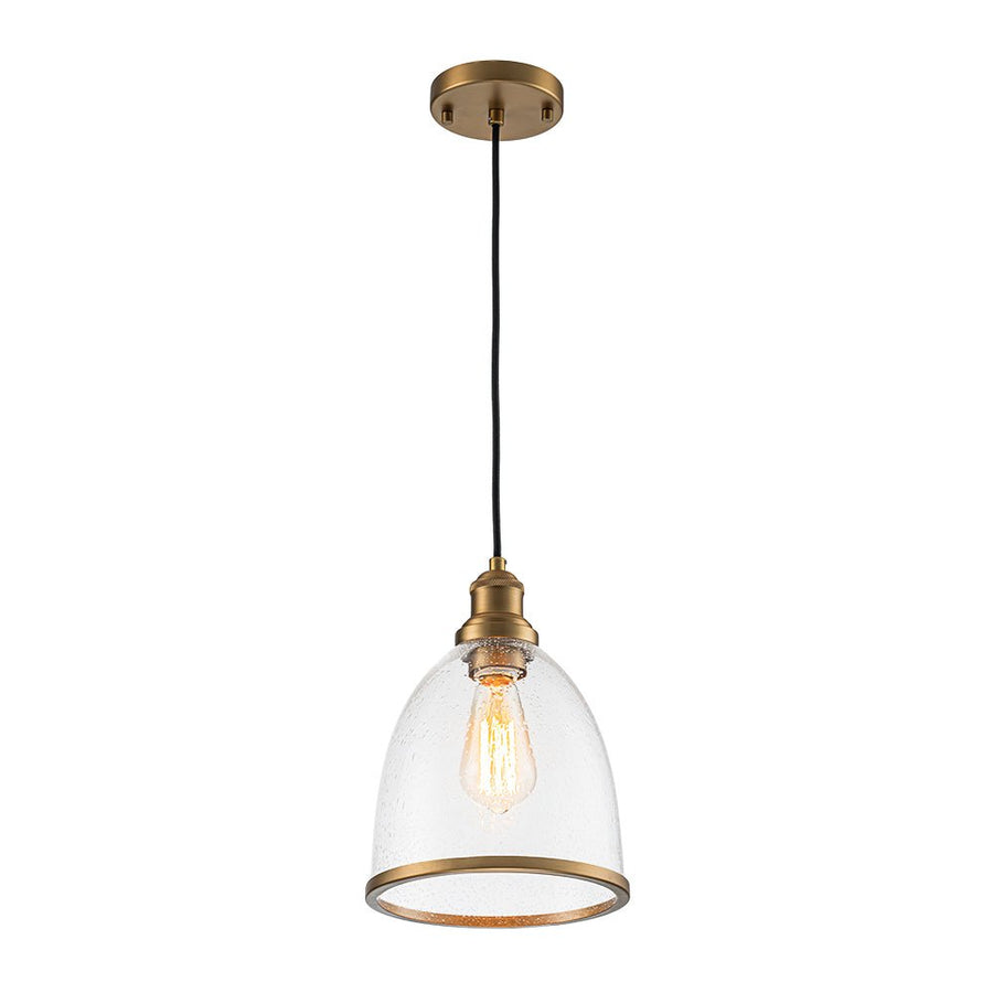 Farmhouze Light - Modern Brass 1 - Light Seeded Glass Bell Kitchen Pendant - Pendant - Seeded Glass - 