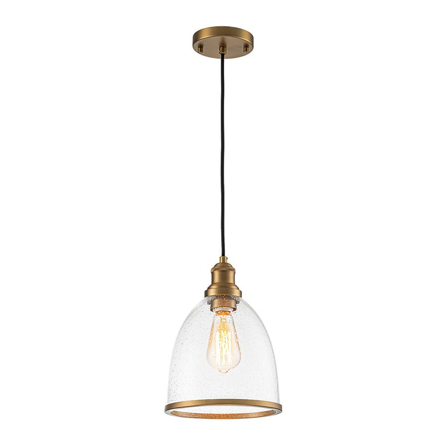 Farmhouze Light - Modern Brass 1 - Light Seeded Glass Bell Kitchen Pendant - Pendant - Seeded Glass - 