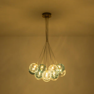 Farmhouze Light - Modern Brass Cluster Glass Globe Blue Bubble Chandelier - Chandelier - Blue - 