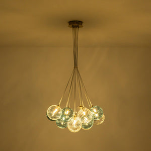 Farmhouze Light - Modern Brass Cluster Glass Globe Blue Bubble Chandelier - Chandelier - Blue - 