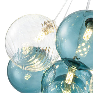 Farmhouze Light - Modern Brass Cluster Glass Globe Blue Bubble Chandelier - Chandelier - Blue - 