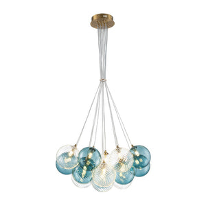 Farmhouze Light - Modern Brass Cluster Glass Globe Blue Bubble Chandelier - Chandelier - Blue - 