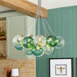 Load image into Gallery viewer, Farmhouze Light - Modern Brass Cluster Glass Globe Blue Bubble Chandelier - Chandelier - Green - 
