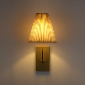 Farmhouze Light - Modern Brass Single Beige Fabric Cone Wall Light - Wall Sconce - 1 - Light - 