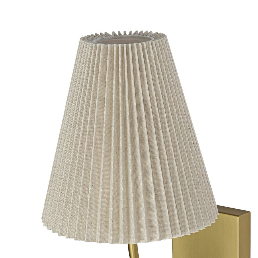 Farmhouze Light - Modern Brass Single Beige Fabric Cone Wall Light - Wall Sconce - 1 - Light - 