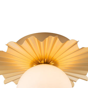 Farmhouze Light - Modern Brass Single White Glass Globe Semi Flush Mount - Ceiling Light - Brass - 