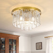 Load image into Gallery viewer, Farmhouze Light-Modern Brass Tiered Textured Glass Round Flush Mount-Ceiling Light-15.7 in-
