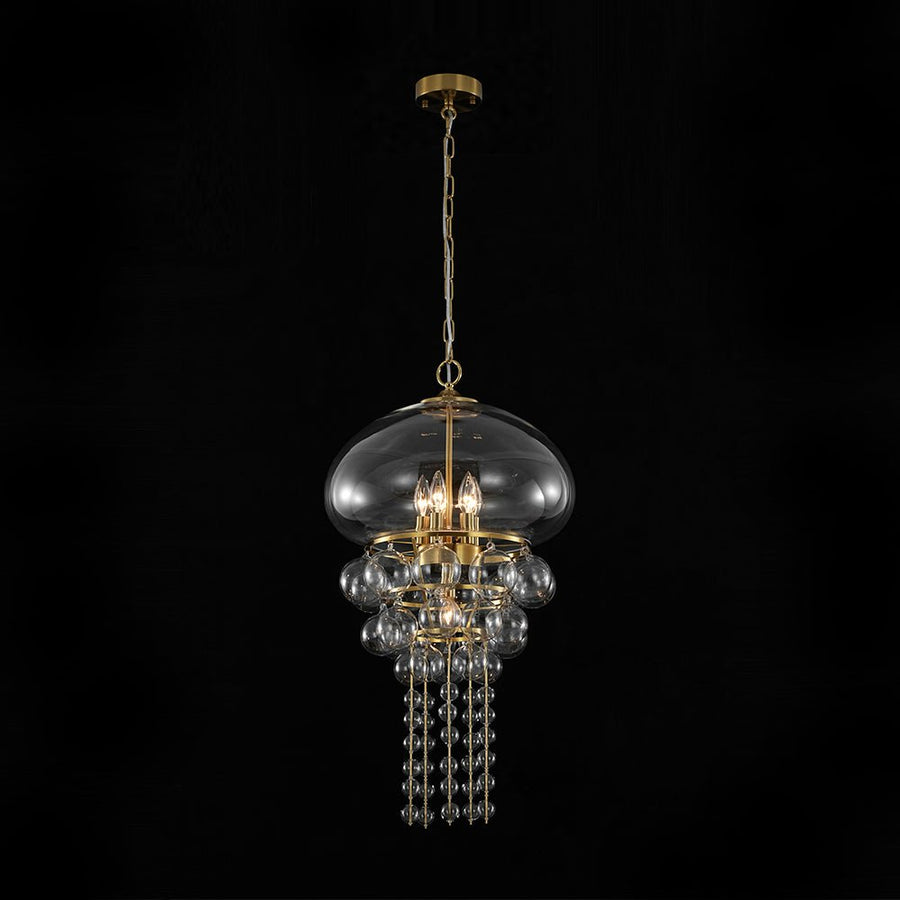 Farmhouze Light - Modern Brushed Brass Glam Glass Bubble Jellyfish Chandelier - Chandelier - Brass - 