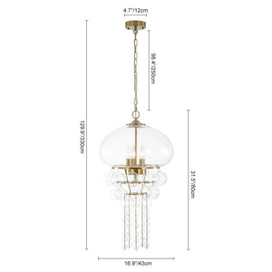 Farmhouze Light - Modern Brushed Brass Glam Glass Bubble Jellyfish Chandelier - Chandelier - Brass - 