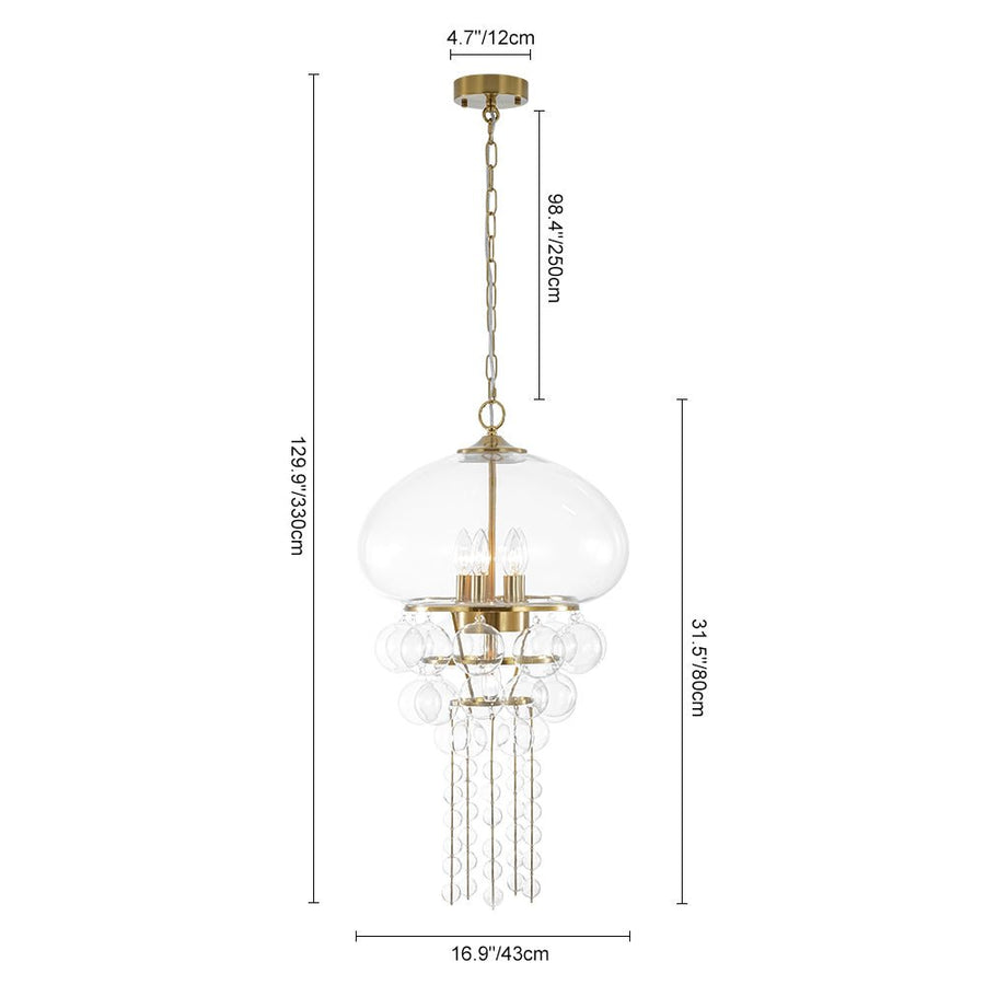 Farmhouze Light - Modern Brushed Brass Glam Glass Bubble Jellyfish Chandelier - Chandelier - Brass - 