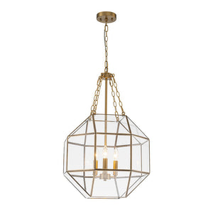 Farmhouze Light - Modern Candle Style Glass Geometric Cage Chandelier - Chandelier - 3 - Light - 