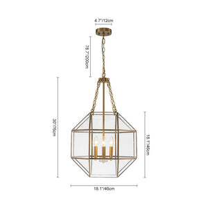 Farmhouze Light - Modern Candle Style Glass Geometric Cage Chandelier - Chandelier - 3 - Light - 