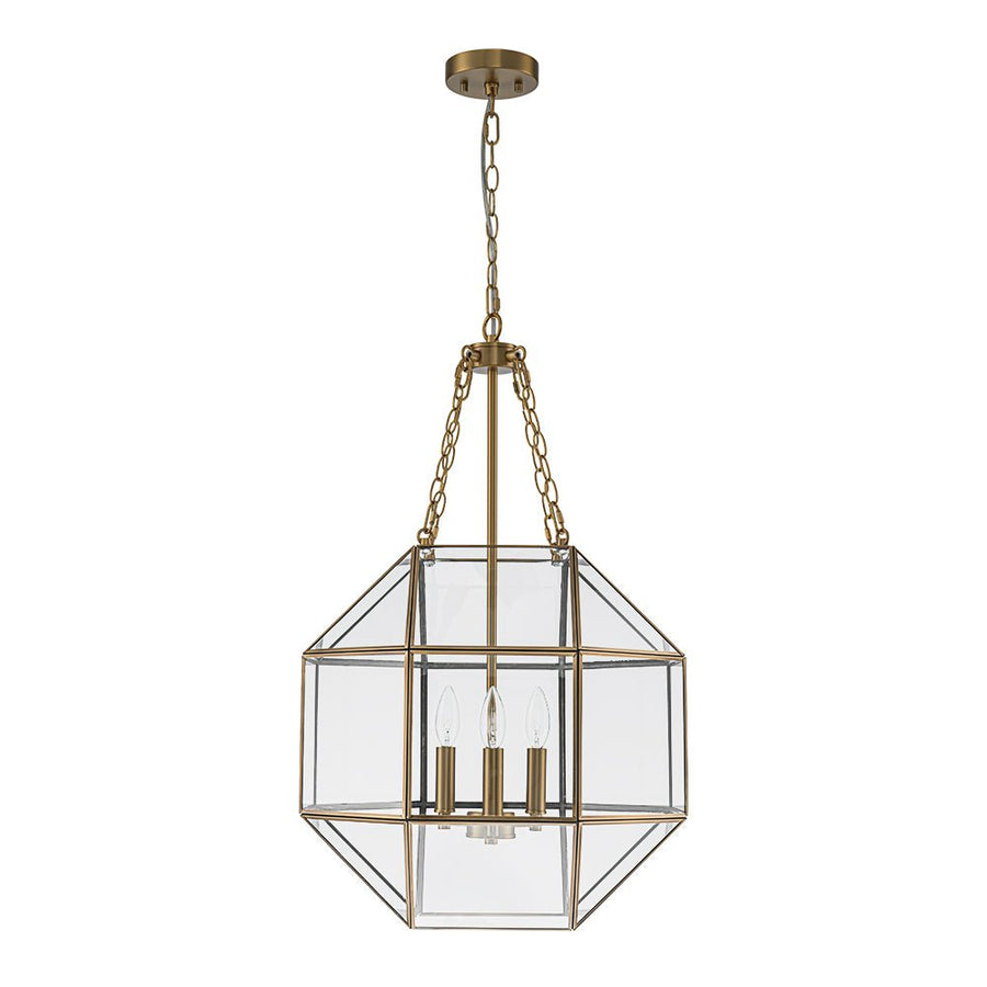 Farmhouze Light - Modern Candle Style Glass Geometric Cage Chandelier - Chandelier - 3 - Light - 