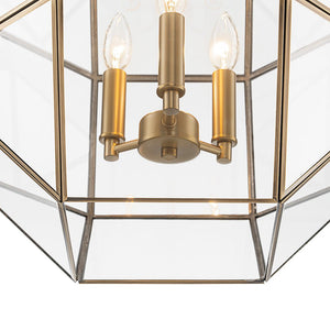 Farmhouze Light - Modern Candle Style Glass Geometric Cage Chandelier - Chandelier - 3 - Light - 