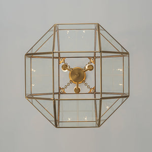 Farmhouze Light - Modern Candle Style Glass Geometric Cage Chandelier - Chandelier - 3 - Light - 