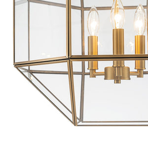 Farmhouze Light - Modern Candle Style Glass Geometric Cage Chandelier - Chandelier - 3 - Light - 