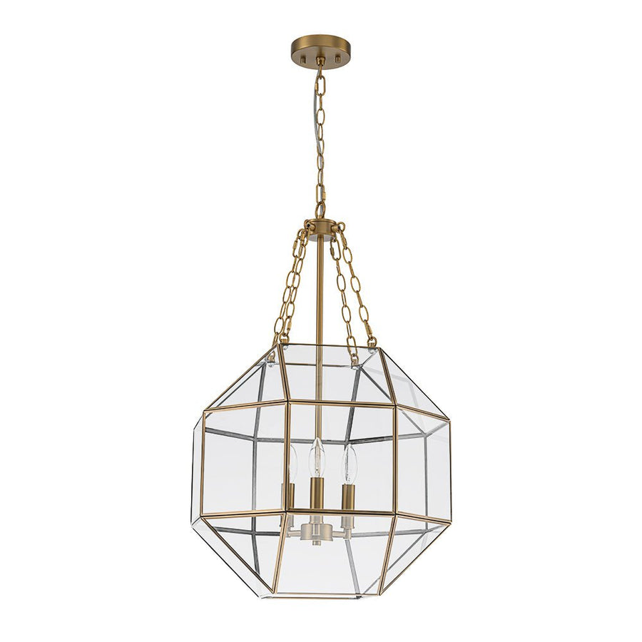 Farmhouze Light - Modern Candle Style Glass Geometric Cage Chandelier - Chandelier - 3 - Light - 