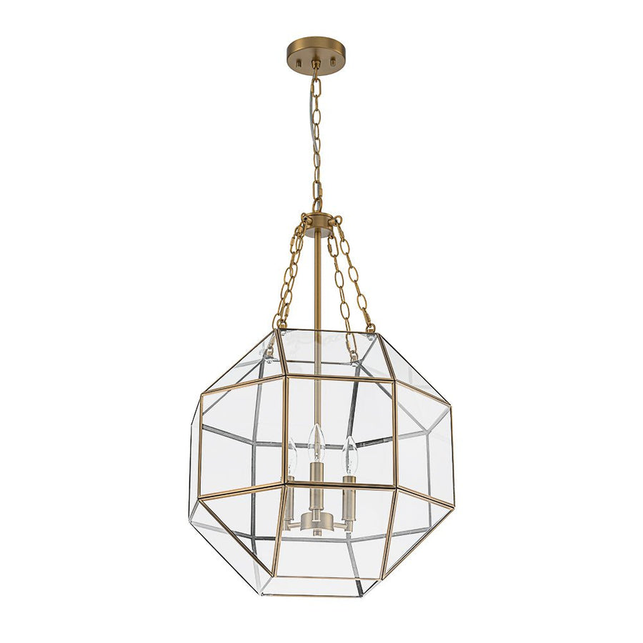 Farmhouze Light - Modern Candle Style Glass Geometric Cage Chandelier - Chandelier - 3 - Light - 