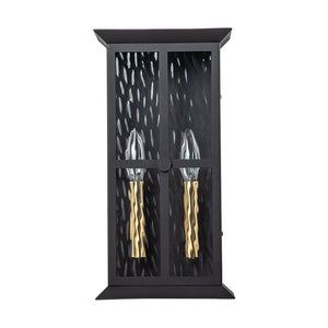 Farmhouze Light-Modern Candle Style Ripple Glass Outdoor Wall Lantern-Wall Sconce-Black-