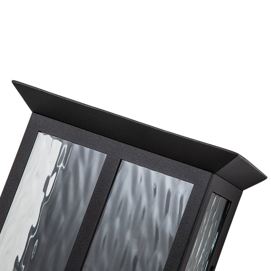 Farmhouze Light-Modern Candle Style Ripple Glass Outdoor Wall Lantern-Wall Sconce-Black-