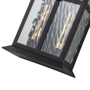 Farmhouze Light-Modern Candle Style Ripple Glass Outdoor Wall Lantern-Wall Sconce-Black-