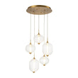 Load image into Gallery viewer, Farmhouze Light - Modern Dimmable LED 5 - Light Striped Glass Cluster Pendant - Chandelier - Brass - 

