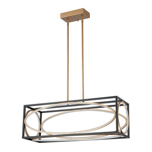 Farmhouze Light - Modern Dimmable LED Rectangle Cage Kitchen Island Pendant - Chandelier - 28.5 in - 