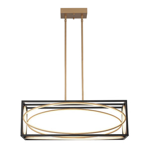 Farmhouze Light - Modern Dimmable LED Rectangle Cage Kitchen Island Pendant - Chandelier - 28.5 in - 