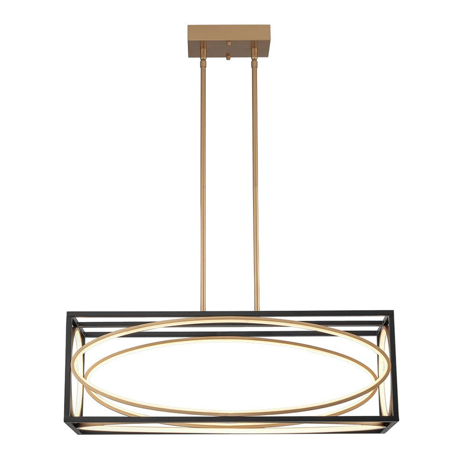 Farmhouze Light - Modern Dimmable LED Rectangle Cage Kitchen Island Pendant - Chandelier - 28.5 in - 