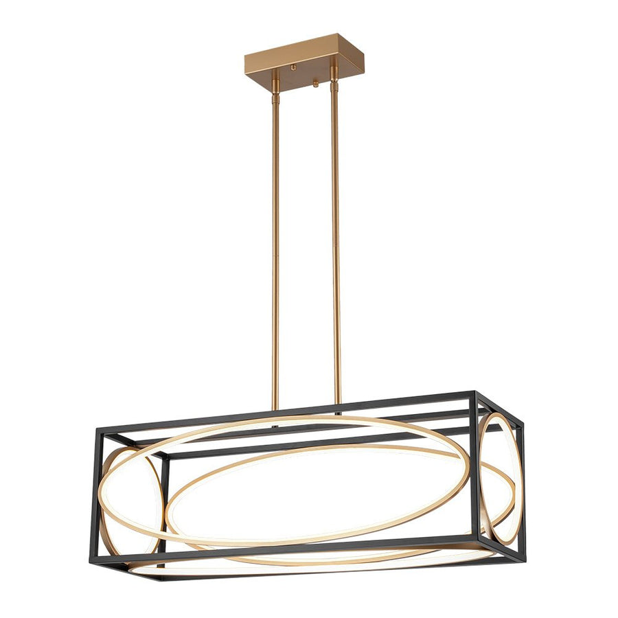 Farmhouze Light - Modern Dimmable LED Rectangle Cage Kitchen Island Pendant - Chandelier - 28.5 in - 