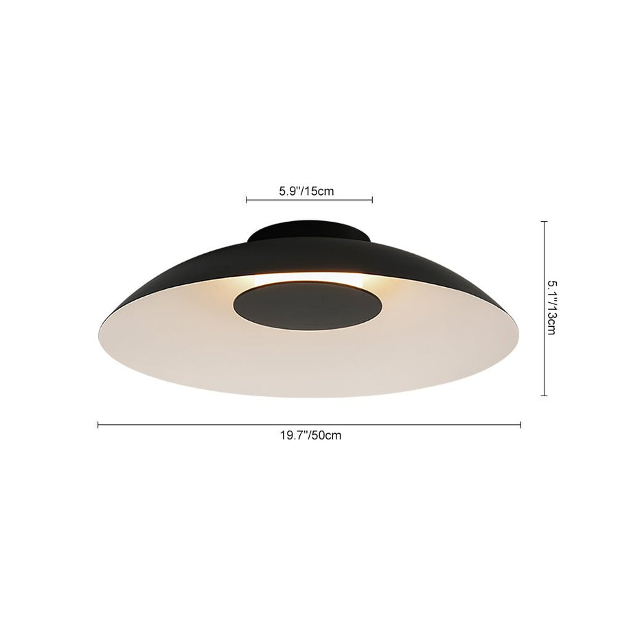 Farmhouze Light - Modern Dimmable LED Saucer Wide Dome Flush Mount Light - Ceiling Light - Black - 