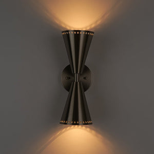 Farmhouze Light - Modern Double Cone 2 - Light Ambient Wall Sconce - Wall Sconce - Nickel - 