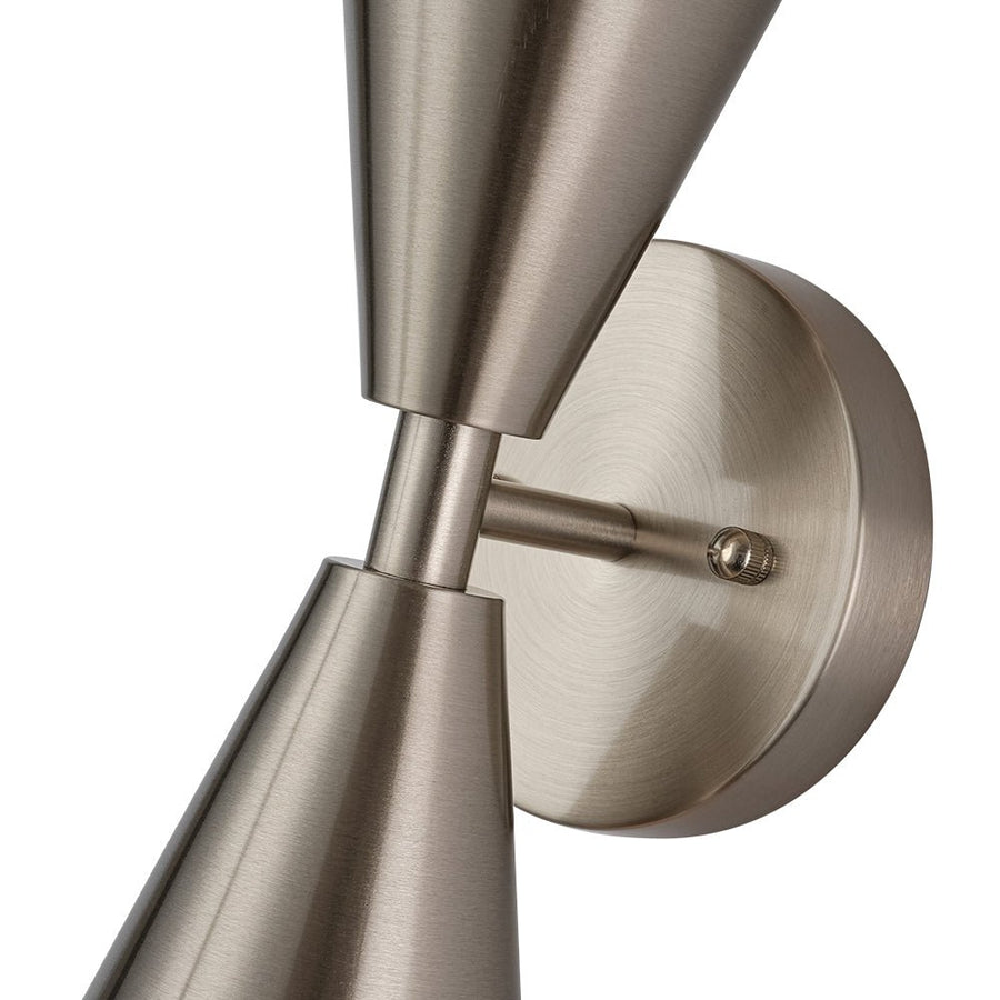 Farmhouze Light - Modern Double Cone 2 - Light Ambient Wall Sconce - Wall Sconce - Nickel - 