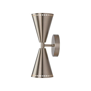 Farmhouze Light - Modern Double Cone 2 - Light Ambient Wall Sconce - Wall Sconce - Nickel - 