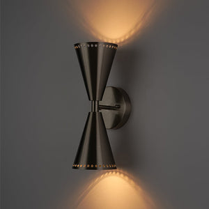 Farmhouze Light - Modern Double Cone 2 - Light Ambient Wall Sconce - Wall Sconce - Nickel - 