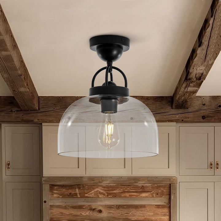 Farmhouze Light - Modern Farmhouse 1 - Light Simple Glass Dome Ceiling Light - Ceiling Light - Black - 