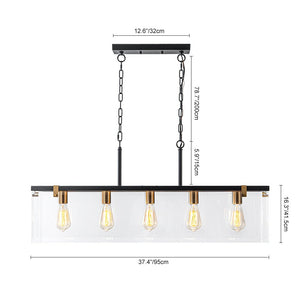 Farmhouze Light - Modern Farmhouse 5 - Light Glass Box Rectangle Island Chandelier - Chandelier - 5 - Light - 