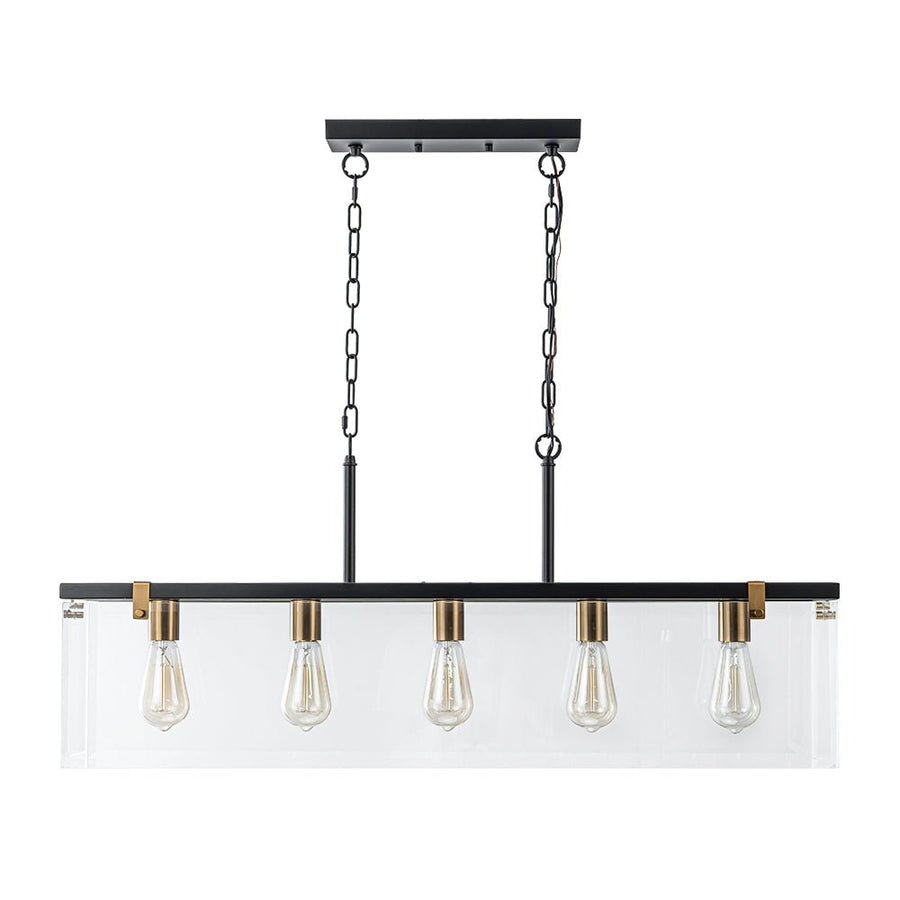 Farmhouze Light - Modern Farmhouse 5 - Light Glass Box Rectangle Island Chandelier - Chandelier - 5 - Light - 