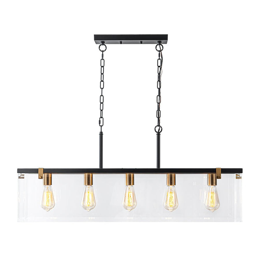 Farmhouze Light - Modern Farmhouse 5 - Light Glass Box Rectangle Island Chandelier - Chandelier - 5 - Light - 