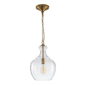 Farmhouze Light - Modern Farmhouse Bell Glass Shade Single Pendant Light - Pendant - Brass - 