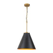 Load image into Gallery viewer, Farmhouze Light - Modern Farmhouse Brass Single Black Cone Pendant Light - Pendant - Black + Brass - 
