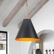Load image into Gallery viewer, Farmhouze Light - Modern Farmhouse Brass Single Black Cone Pendant Light - Pendant - Black + Brass - 
