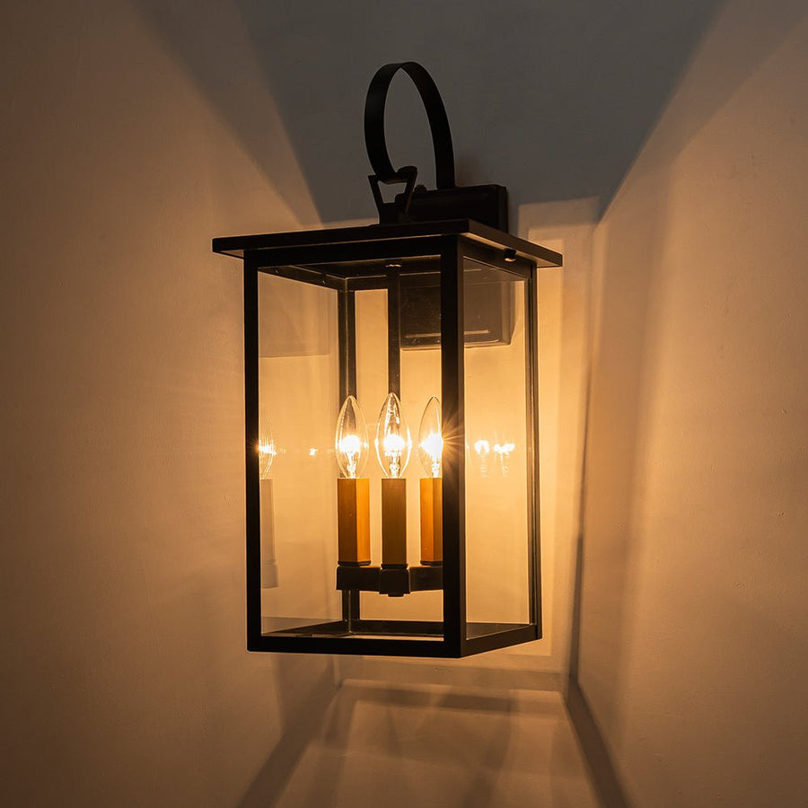 Farmhouze Light - Modern Farmhouse Candle Style Lantern Outdoor Wall Lamp - Wall Sconce - 3 - Light - 