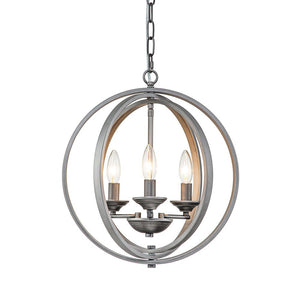 Farmhouze Light - Modern Farmhouse Candle Style Metal Orb Chandelier - Chandelier - Black - Silver - 