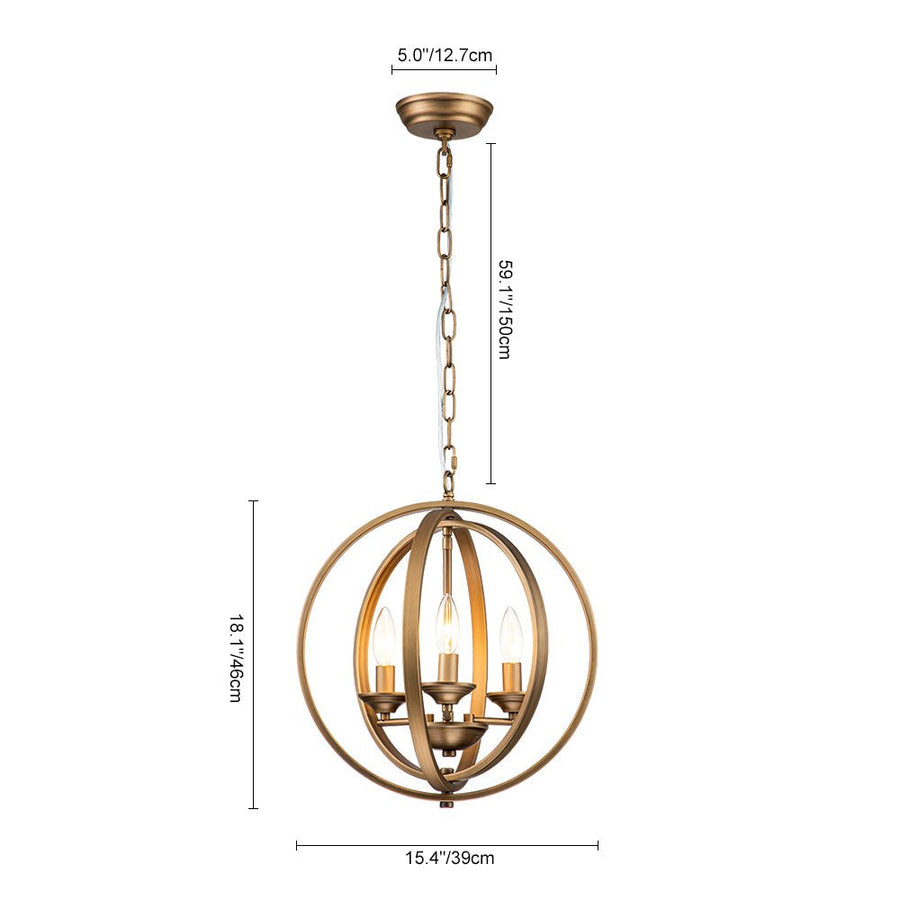 Farmhouze Light - Modern Farmhouse Candle Style Metal Orb Chandelier - Chandelier - Brass - 