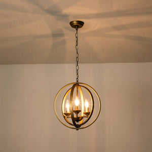 Farmhouze Light - Modern Farmhouse Candle Style Metal Orb Chandelier - Chandelier - Brass - 