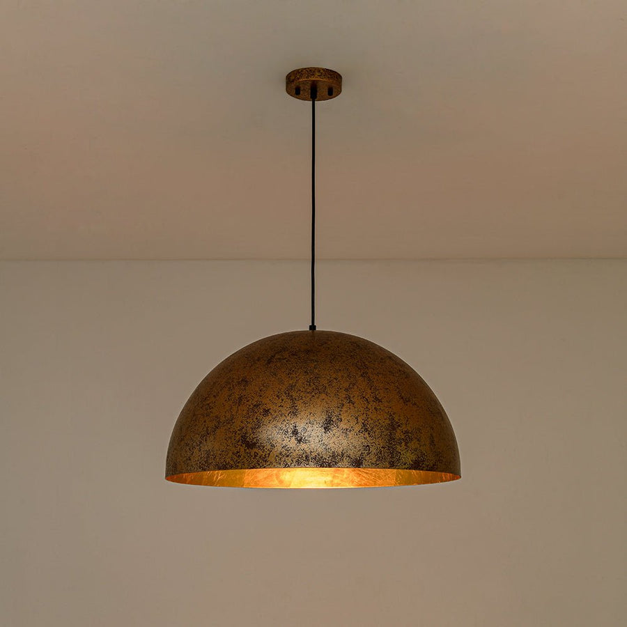 Farmhouze Light - Modern Farmhouse Oversized Dome Pendant - Chandelier - Rusty Gold - 23 in. - L