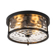 Load image into Gallery viewer, Farmhouze Light-Modern Farmhouse Round Hammered Glass Drum Ceiling Light-Ceiling Light-Black-
