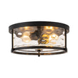 Load image into Gallery viewer, Farmhouze Light-Modern Farmhouse Round Hammered Glass Drum Ceiling Light-Ceiling Light-Black-
