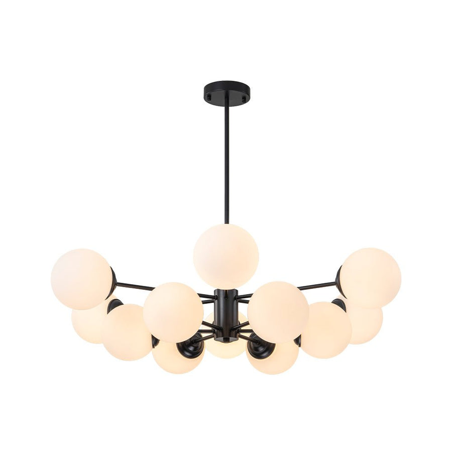 Farmhouze Light - Modern Frosted Glass Bubble Brass Sputnik Chandelier - Chandelier - 12 - Light/Black - 
